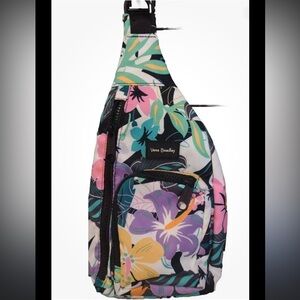 Vera Bradley Floral Sling Bag in Black, Pink, Purple, Yellow, Teal